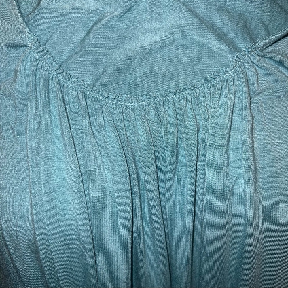 Soft Surroundings Teal Blue Ruched Neck‎ Tank Top Tunic Women's Large - Picture 6 of 7